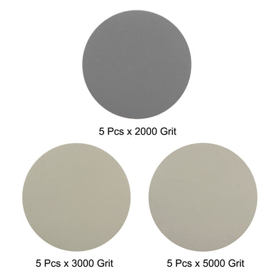 Harfington 3" Hook and Loop Sanding Disc 2000/3000/5000 Grit Silicon Carbide Wet/Dry 15Pcs