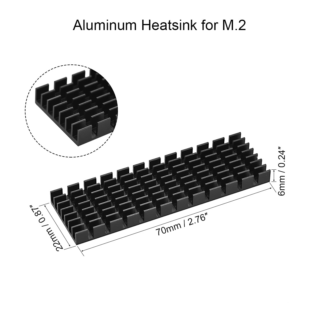 Harfington Slotted Notch Aluminum Heatsink Kit with Silicone Thermal Pads for M.2, for 2280 SSD