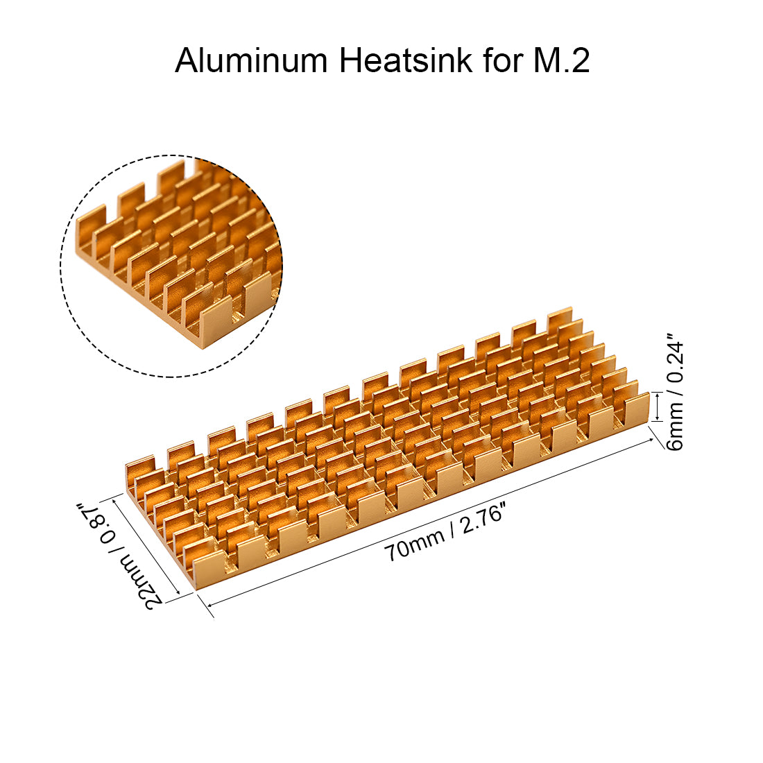 Harfington Slotted Notch Aluminum Heatsink Kit with Silicone Thermal Pads for M.2, for 2280 SSD