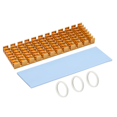 Harfington Slotted Notch Aluminum Heatsink Kit with Silicone Thermal Pads for M.2, for 2280 SSD