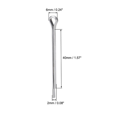 Harfington Split Cotter Pin -  Carbon Steel 2-Prongs Silver Tone 250Pcs