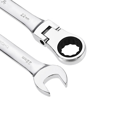 Harfington Flex-Head Ratcheting Combination Wrench Metric 72 Teeth 12 Point Ratchet Box Ended Spanner Tools, Cr-V