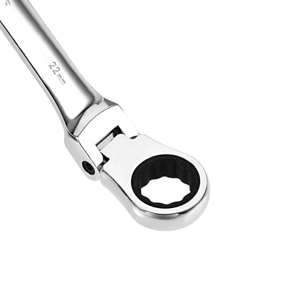 Harfington Flex-Head Ratcheting Combination Wrench Metric 72 Teeth 12 Point Ratchet Box Ended Spanner Tools, Cr-V