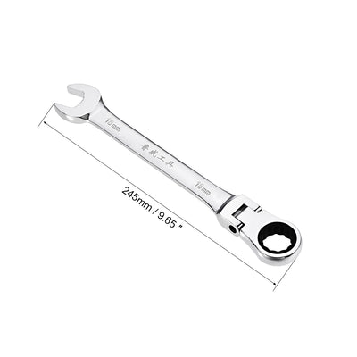 Harfington Flex-Head Ratcheting Combination Wrench Metric 72 Teeth 12 Point Ratchet Box Ended Spanner Tools, Cr-V