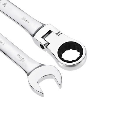 Harfington Flex-Head Ratcheting Combination Wrench Metric 72 Teeth 12 Point Ratchet Box Ended Spanner Tools, Cr-V