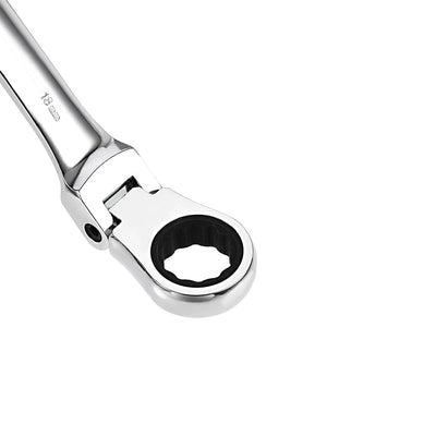 Harfington Flex-Head Ratcheting Combination Wrench Metric 72 Teeth 12 Point Ratchet Box Ended Spanner Tools, Cr-V