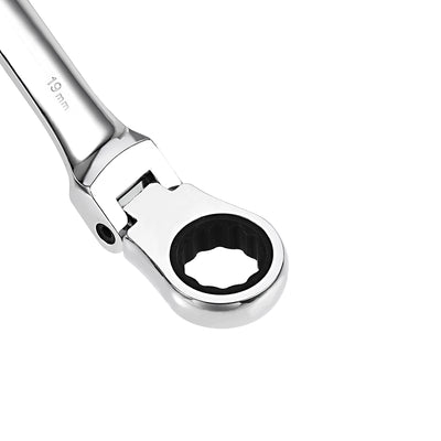 Harfington Flex-Head Ratcheting Combination Wrench Metric 72 Teeth 12 Point Ratchet Box Ended Spanner Tools, Cr-V