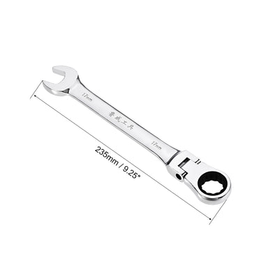 Harfington Flex-Head Ratcheting Combination Wrench Metric 72 Teeth 12 Point Ratchet Box Ended Spanner Tools, Cr-V