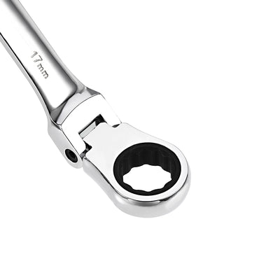 Harfington Flex-Head Ratcheting Combination Wrench Metric 72 Teeth 12 Point Ratchet Box Ended Spanner Tools, Cr-V