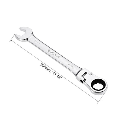 Harfington Flex-Head Ratcheting Combination Wrench Metric 72 Teeth 12 Point Ratchet Box Ended Spanner Tools, Cr-V