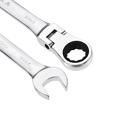 Harfington Flex-Head Ratcheting Combination Wrench Metric 72 Teeth 12 Point Ratchet Box Ended Spanner Tools, Cr-V