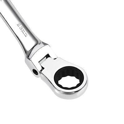 Harfington Flex-Head Ratcheting Combination Wrench Metric 72 Teeth 12 Point Ratchet Box Ended Spanner Tools, Cr-V