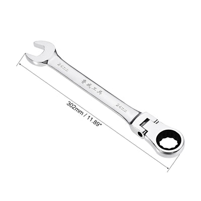 Harfington Flex-Head Ratcheting Combination Wrench Metric 72 Teeth 12 Point Ratchet Box Ended Spanner Tools, Cr-V