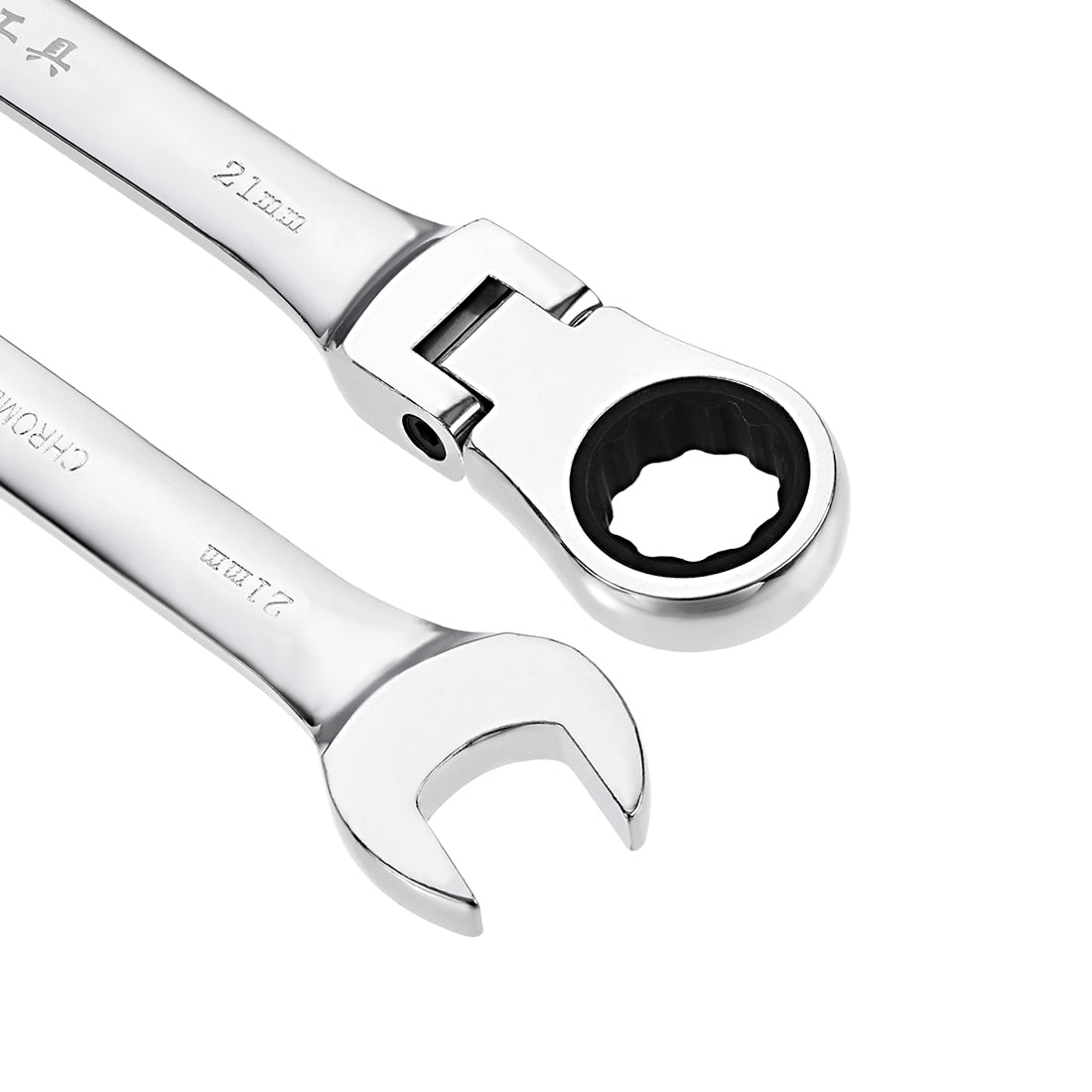 Harfington Flex-Head Ratcheting Combination Wrench Metric 72 Teeth 12 Point Ratchet Box Ended Spanner Tools, Cr-V