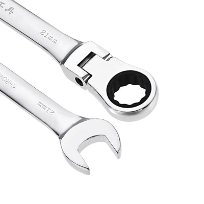 Harfington Flex-Head Ratcheting Combination Wrench Metric 72 Teeth 12 Point Ratchet Box Ended Spanner Tools, Cr-V