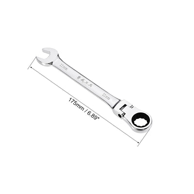 Harfington Flex-Head Ratcheting Combination Wrench Metric 72 Teeth 12 Point Ratchet Box Ended Spanner Tools, Cr-V