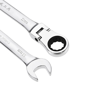 Harfington Flex-Head Ratcheting Combination Wrench Metric 72 Teeth 12 Point Ratchet Box Ended Spanner Tools, Cr-V