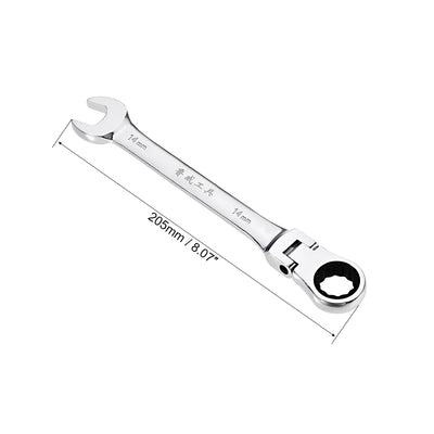 Harfington Flex-Head Ratcheting Combination Wrench Metric 72 Teeth 12 Point Ratchet Box Ended Spanner Tool, Cr-V