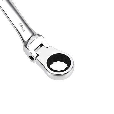 Harfington Flex-Head Ratcheting Combination Wrench Metric 72 Teeth 12 Point Ratchet Box Ended Spanner Tool, Cr-V