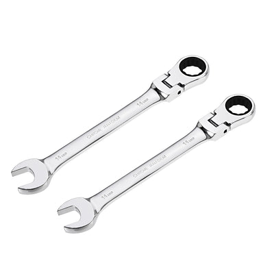 Harfington Flex-Head Ratcheting Combination Wrench Metric 72 Teeth 12 Point Ratchet Box Ended Spanner Tool, Cr-V