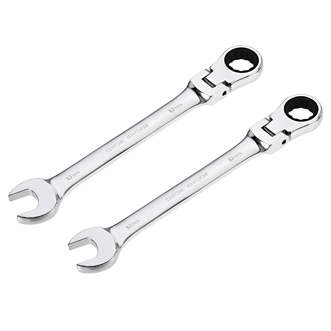 Harfington Flex-Head Ratcheting Combination Wrench Metric 72 Teeth 12 Point Ratchet Box Ended Spanner Tool, Cr-V