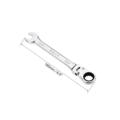 Harfington Flex-Head Ratcheting Combination Wrench Metric 72 Teeth 12 Point Ratchet Box Ended Spanner Tools, Cr-V