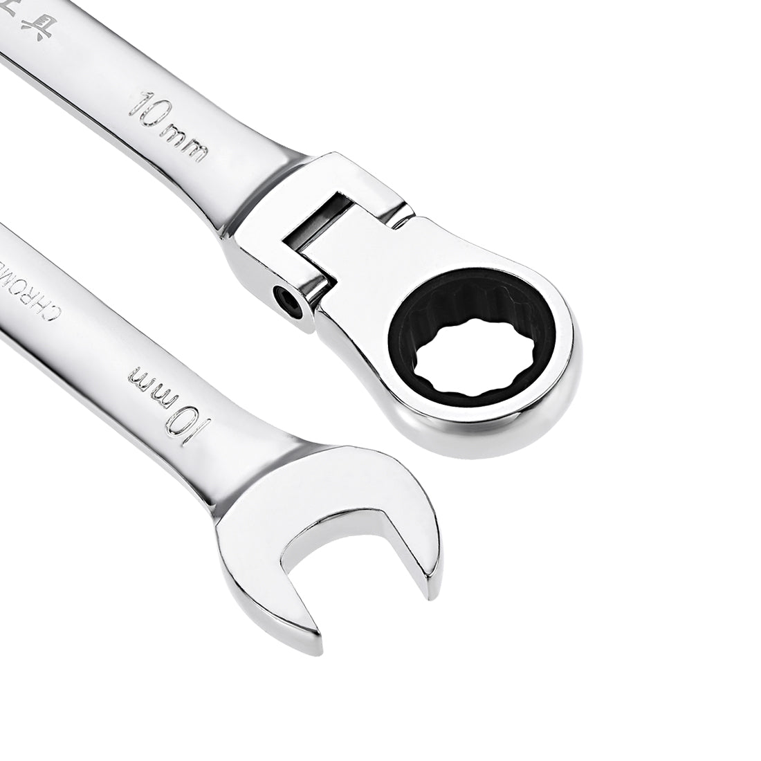 Harfington Flex-Head Ratcheting Combination Wrench Metric 72 Teeth 12 Point Ratchet Box Ended Spanner Tools, Cr-V