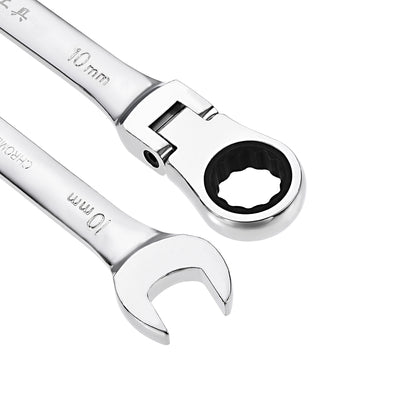 Harfington Flex-Head Ratcheting Combination Wrench Metric 72 Teeth 12 Point Ratchet Box Ended Spanner Tools, Cr-V