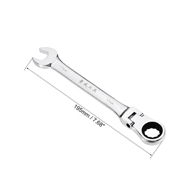 Harfington Flex-Head Ratcheting Combination Wrench Metric 72 Teeth 12 Point Ratchet Box Ended Spanner Tools, Cr-V