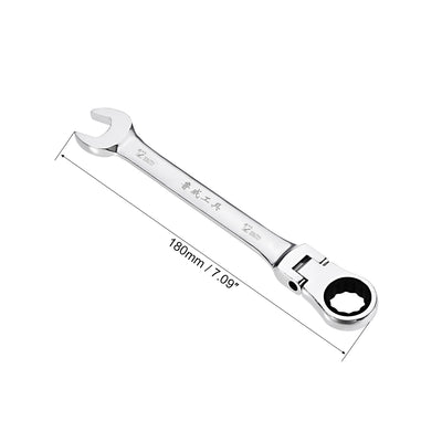 Harfington Flex-Head Ratcheting Combination Wrench Metric 72 Teeth 12 Point Ratchet Box Ended Spanner Tools, Cr-V