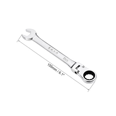 Harfington Flex-Head Ratcheting Combination Wrench Metric 72 Teeth 12 Point Ratchet Box Ended Spanner Tools, Cr-V