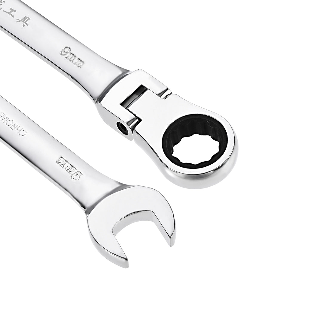 Harfington Flex-Head Ratcheting Combination Wrench Metric 72 Teeth 12 Point Ratchet Box Ended Spanner Tools, Cr-V