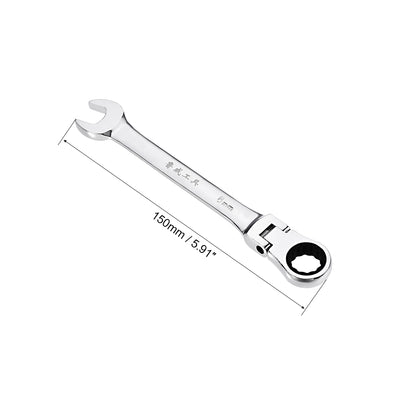 Harfington Flex-Head Ratcheting Combination Wrench Metric 72 Teeth 12 Point Ratchet Box Ended Spanner Tools, Cr-V