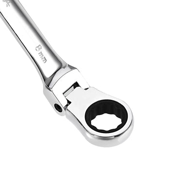 Harfington Flex-Head Ratcheting Combination Wrench Metric 72 Teeth 12 Point Ratchet Box Ended Spanner Tools, Cr-V