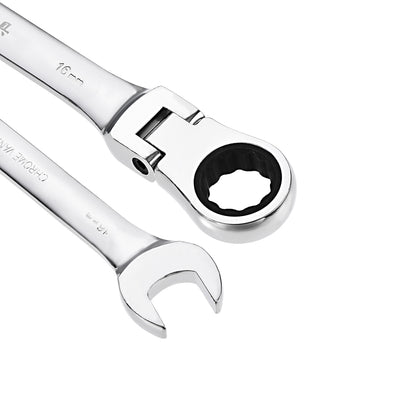 Harfington Flex-Head Ratcheting Combination Wrench Metric 72 Teeth 12 Point Ratchet Box Ended Spanner Tools, Cr-V