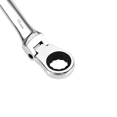 Harfington Flex-Head Ratcheting Combination Wrench Metric 72 Teeth 12 Point Ratchet Box Ended Spanner Tools, Cr-V