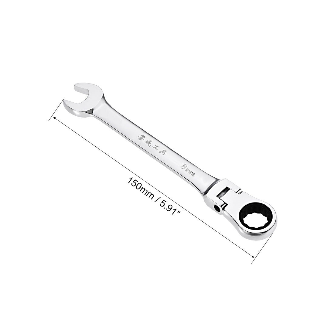 Harfington Flex-Head Ratcheting Combination Wrench Metric 72 Teeth 12 Point Ratchet Box Ended Spanner Tool, Cr-V