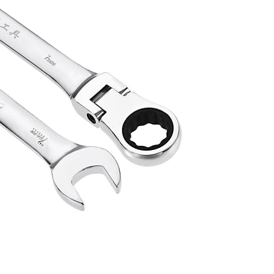 Harfington Flex-Head Ratcheting Combination Wrench Metric 72 Teeth 12 Point Ratchet Box Ended Spanner Tool, Cr-V