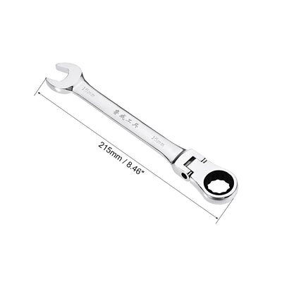 Harfington Flex-Head Ratcheting Combination Wrench Metric 72 Teeth 12 Point Ratchet Box Ended Spanner Tools, Cr-V