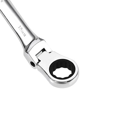 Harfington Flex-Head Ratcheting Combination Wrench Metric 72 Teeth 12 Point Ratchet Box Ended Spanner Tools, Cr-V