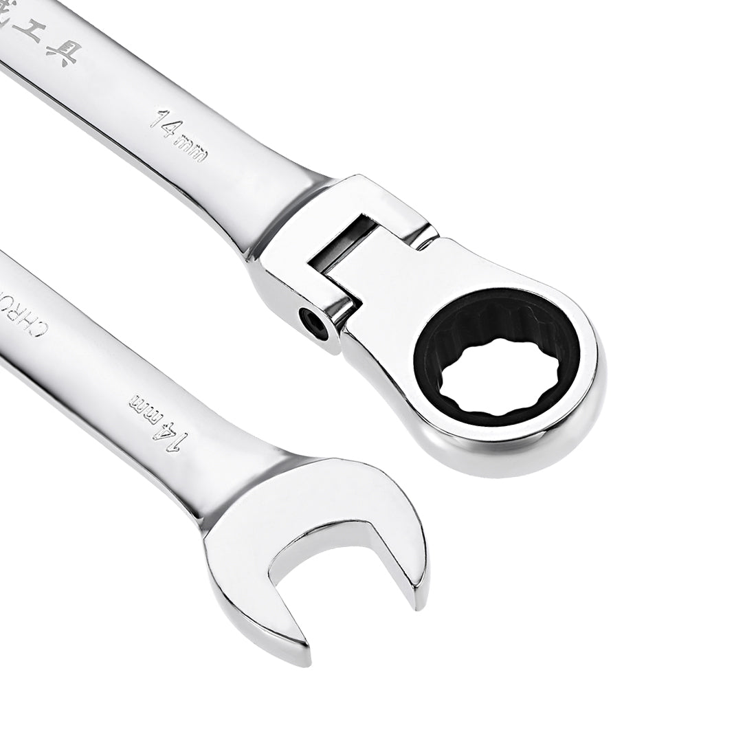 Harfington Flex-Head Ratcheting Combination Wrench Metric 72 Teeth 12 Point Ratchet Box Ended Spanner Tools, Cr-V
