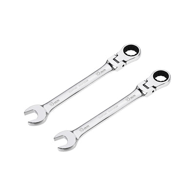 Harfington Flex-Head Ratcheting Combination Wrench Metric 72 Teeth 12 Point Ratchet Box Ended Spanner Tool, Cr-V