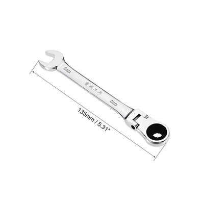 Harfington Flex-Head Ratcheting Combination Wrench Metric 72 Teeth 12 Point Ratchet Box Ended Spanner Tool, Cr-V