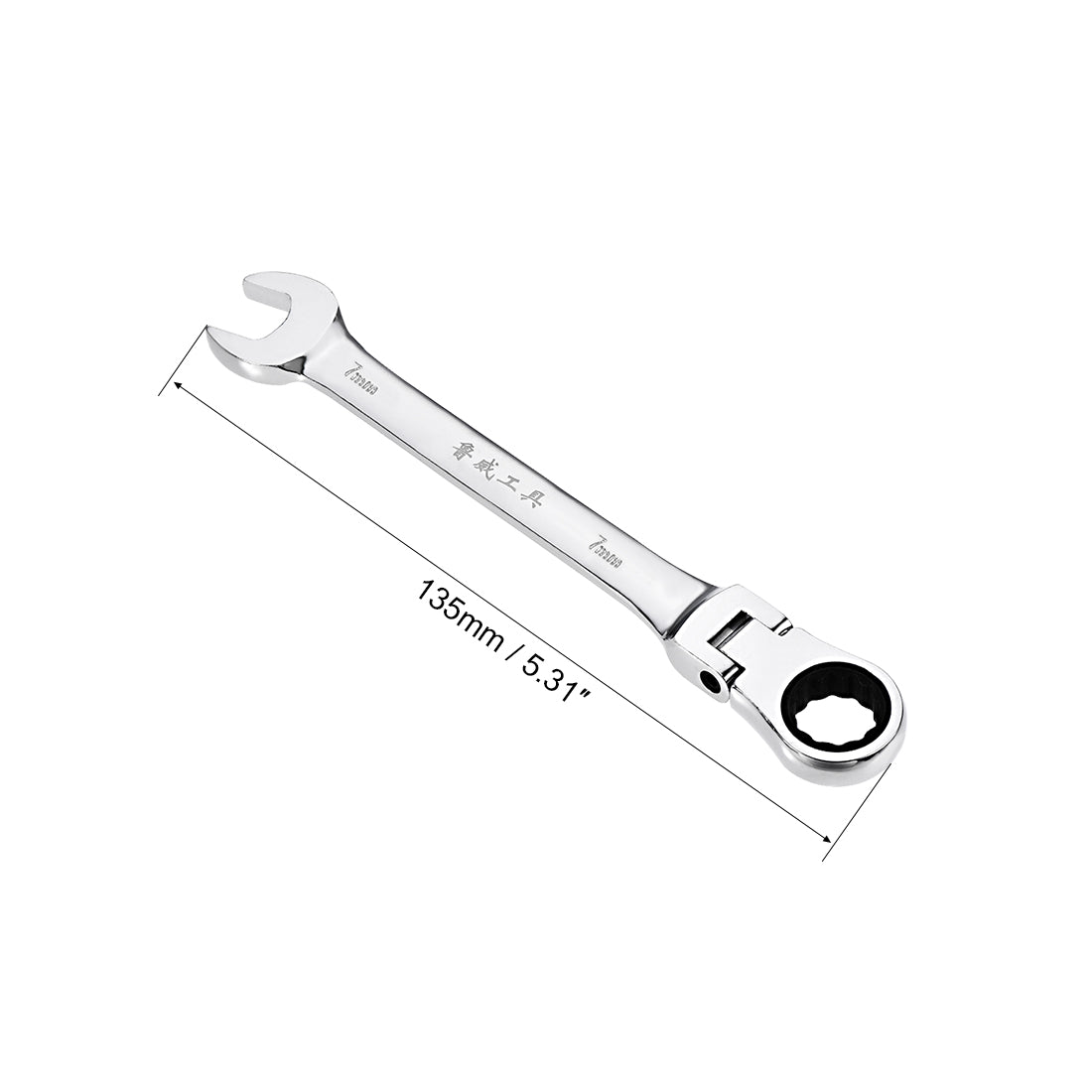 Harfington Flex-Head Ratcheting Combination Wrench Metric 72 Teeth 12 Point Ratchet Box Ended Spanner Tools, Cr-V
