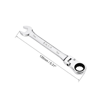 Harfington Flex-Head Ratcheting Combination Wrench Metric 72 Teeth 12 Point Ratchet Box Ended Spanner Tools, Cr-V