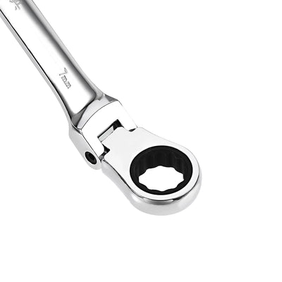 Harfington Flex-Head Ratcheting Combination Wrench Metric 72 Teeth 12 Point Ratchet Box Ended Spanner Tools, Cr-V