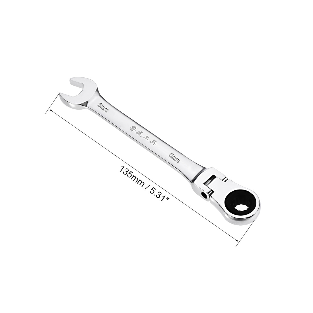 Harfington Flex-Head Ratcheting Combination Wrench Metric 72 Teeth 12 Point Ratchet Box Ended Spanner Tools, Cr-V