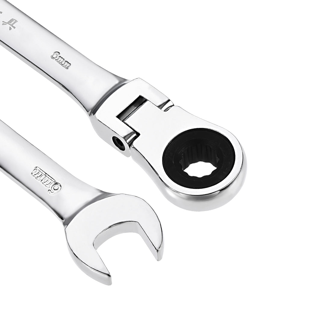 Harfington Flex-Head Ratcheting Combination Wrench Metric 72 Teeth 12 Point Ratchet Box Ended Spanner Tools, Cr-V