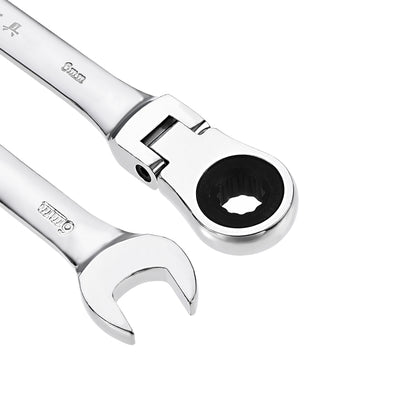 Harfington Flex-Head Ratcheting Combination Wrench Metric 72 Teeth 12 Point Ratchet Box Ended Spanner Tools, Cr-V