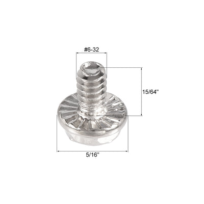 Harfington #6-32 x 15/64" Hex Head Cap Screw Bolts Carbon Steel Phillips Screws Fastener Silver Tone 60pcs